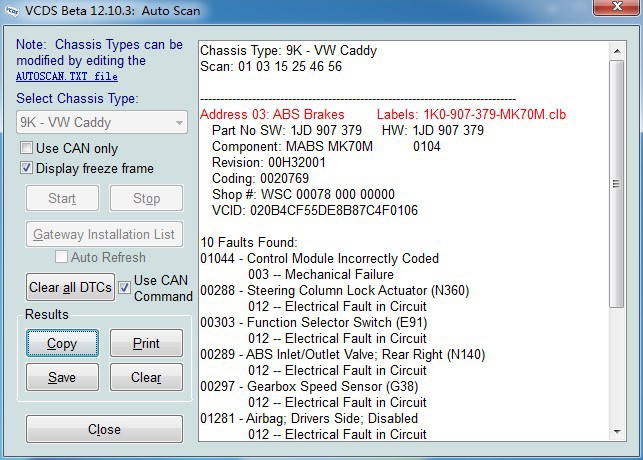 vag het Bèta 12.10.3 Autoaftasten van Com VCDS