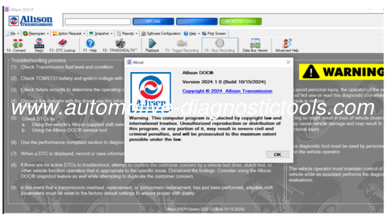 Goede prijs. Allison DOC Premium V2024.11 Allison Transmissie Diagnosesoftware online